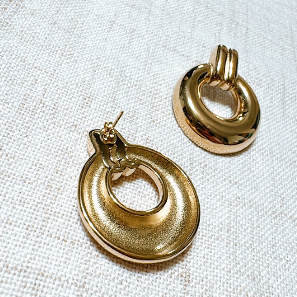 Gold hoop earrings N462 - Picture 4 of 5